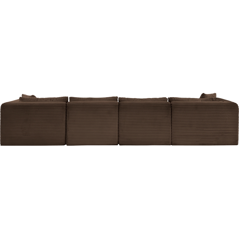 Meridian Furniture 6-Piece Brown Corduroy Performance Fabric Modular Sectional