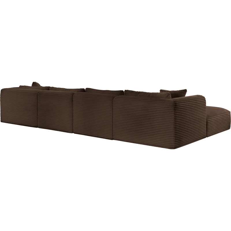Meridian Furniture 6-Piece Brown Corduroy Performance Fabric Modular Sectional