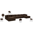 Meridian Furniture 6-Piece Brown Corduroy Performance Fabric Modular Sectional