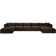 Meridian Furniture 6-Piece Brown Corduroy Performance Fabric Modular Sectional