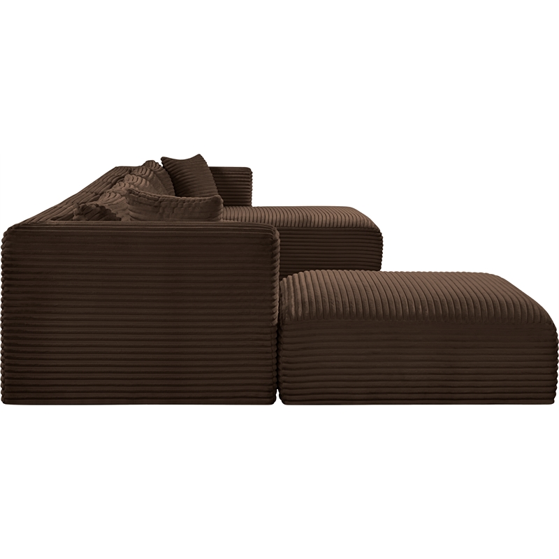 Meridian Furniture 6-Piece Brown Corduroy Performance Fabric Modular Sectional