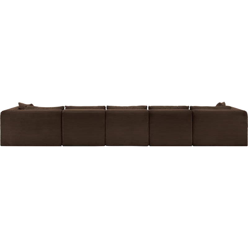 Meridian Furniture 6-Piece Brown Corduroy Performance Fabric Modular Sectional