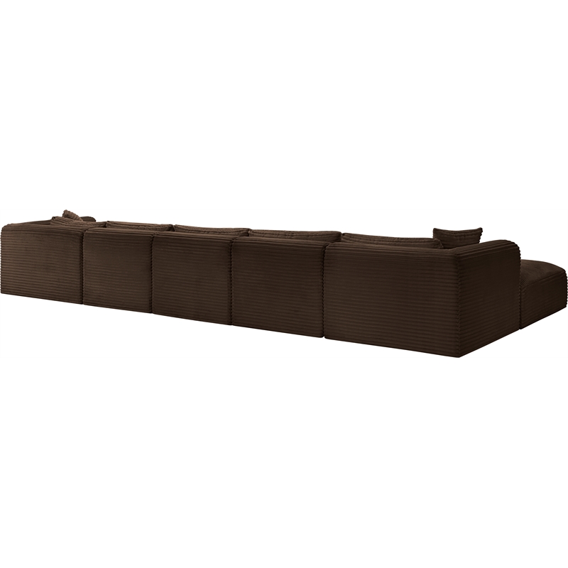 Meridian Furniture 6-Piece Brown Corduroy Performance Fabric Modular Sectional