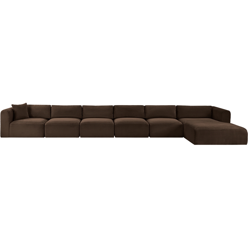 Meridian Furniture 6-Piece Brown Corduroy Performance Fabric Modular Sectional