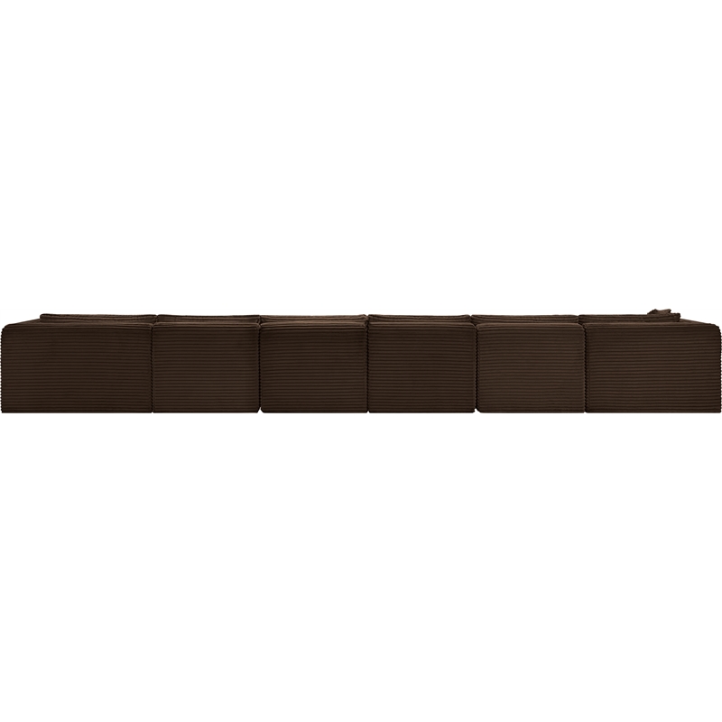 Meridian Furniture 6-Piece Brown Corduroy Performance Fabric Modular Sectional