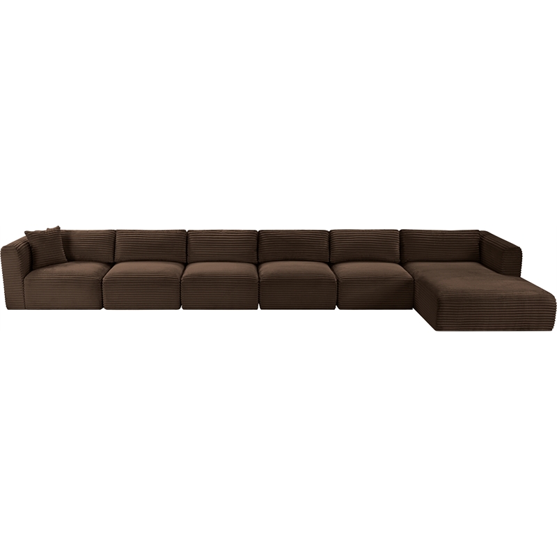 Meridian Furniture 6-Piece Brown Corduroy Performance Fabric Modular Sectional