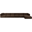 Meridian Furniture 6-Piece Brown Corduroy Performance Fabric Modular Sectional
