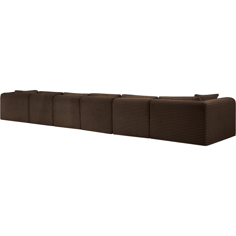 Meridian Furniture 6-Piece Brown Corduroy Performance Fabric Modular Sectional
