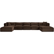 Meridian Furniture 7-Piece Brown Corduroy Performance Fabric Modular Sectional
