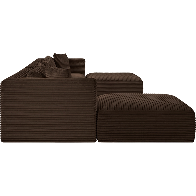 Meridian Furniture 7-Piece Brown Corduroy Performance Fabric Modular Sectional