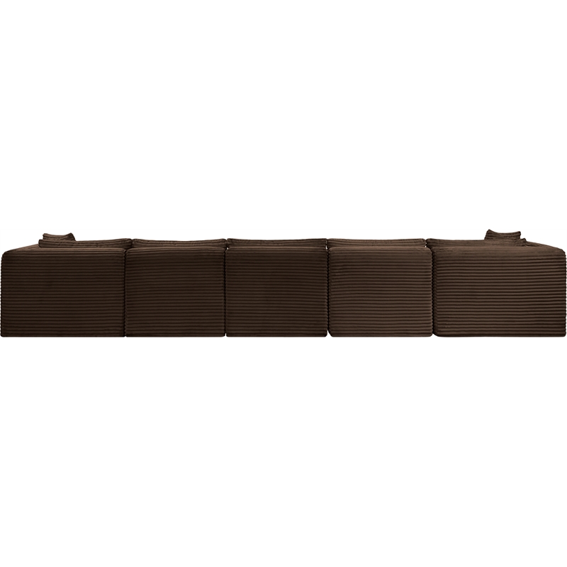 Meridian Furniture 7-Piece Brown Corduroy Performance Fabric Modular Sectional