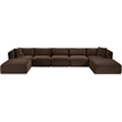 Meridian Furniture 7-Piece Brown Corduroy Performance Fabric Modular Sectional