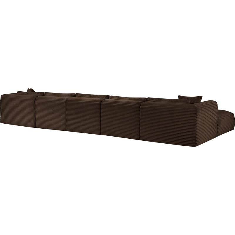 Meridian Furniture 7-Piece Brown Corduroy Performance Fabric Modular Sectional