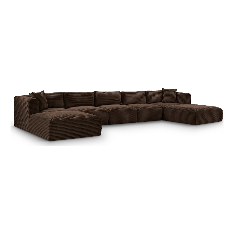 Meridian Furniture 7-Piece Brown Corduroy Performance Fabric Modular Sectional