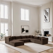 Meridian Furniture 7-Piece Brown Corduroy Performance Fabric Modular Sectional