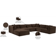 Meridian Furniture 7-Piece Brown Corduroy Performance Fabric Modular Sectional