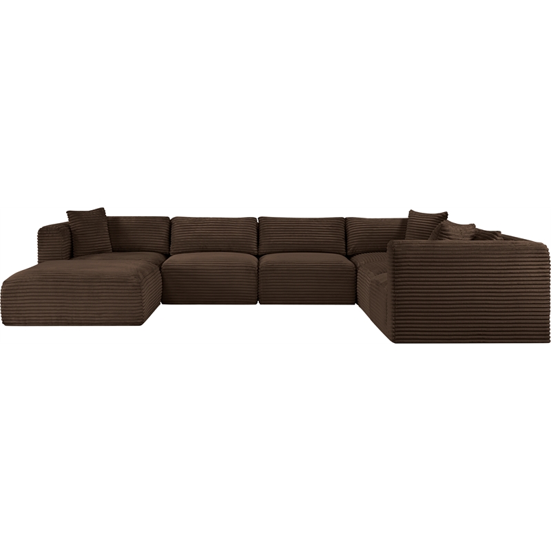 Meridian Furniture 7-Piece Brown Corduroy Performance Fabric Modular Sectional