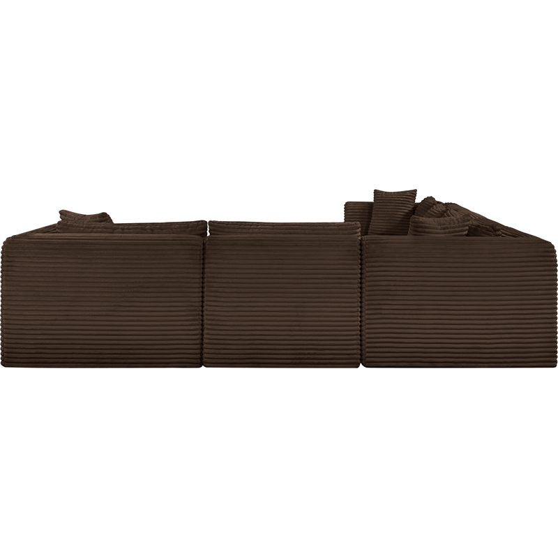 Meridian Furniture 7-Piece Brown Corduroy Performance Fabric Modular Sectional