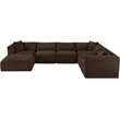 Meridian Furniture 7-Piece Brown Corduroy Performance Fabric Modular Sectional