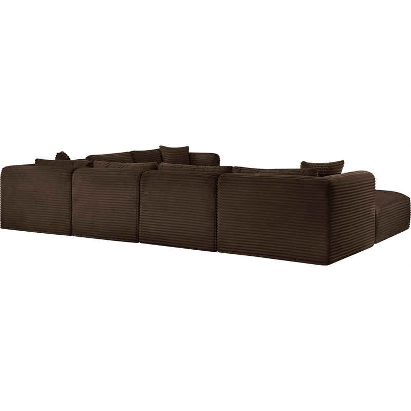 Meridian Furniture 7-Piece Brown Corduroy Performance Fabric Modular Sectional