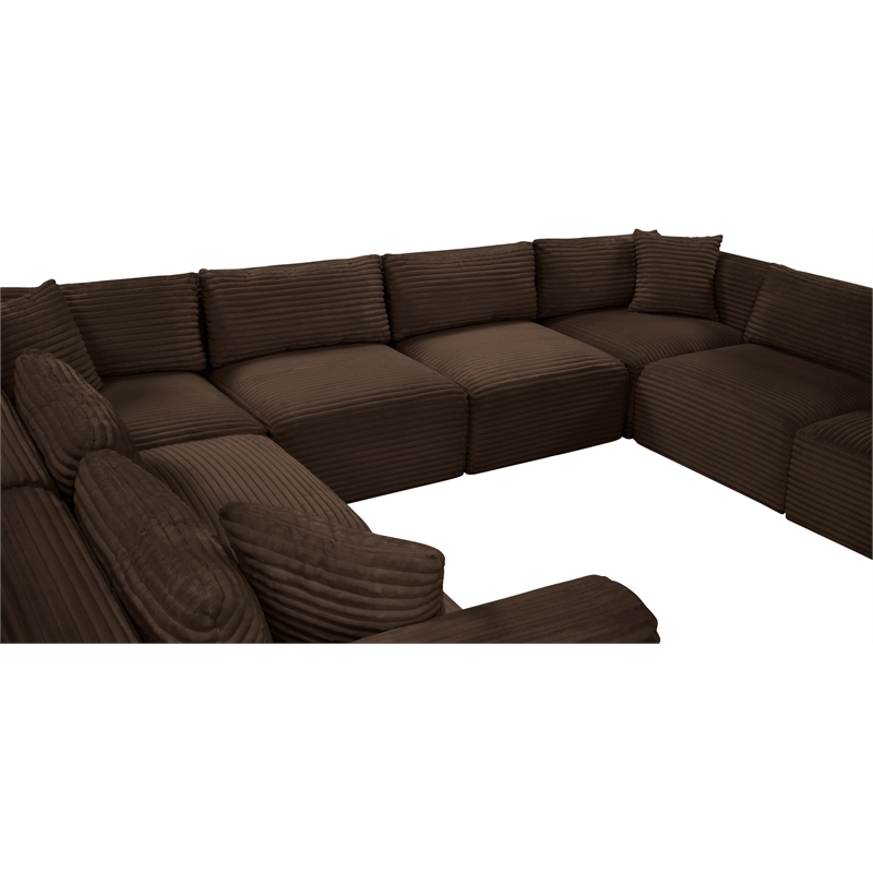 Meridian Furniture 8-Piece Brown Corduroy Performance Fabric Modular Sectional