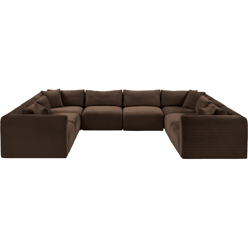 Meridian Furniture 8-Piece Brown Corduroy Performance Fabric Modular Sectional