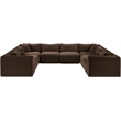 Meridian Furniture 8-Piece Brown Corduroy Performance Fabric Modular Sectional