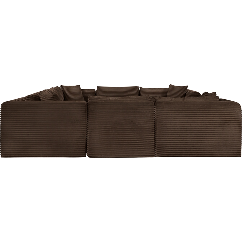 Meridian Furniture 8-Piece Brown Corduroy Performance Fabric Modular Sectional