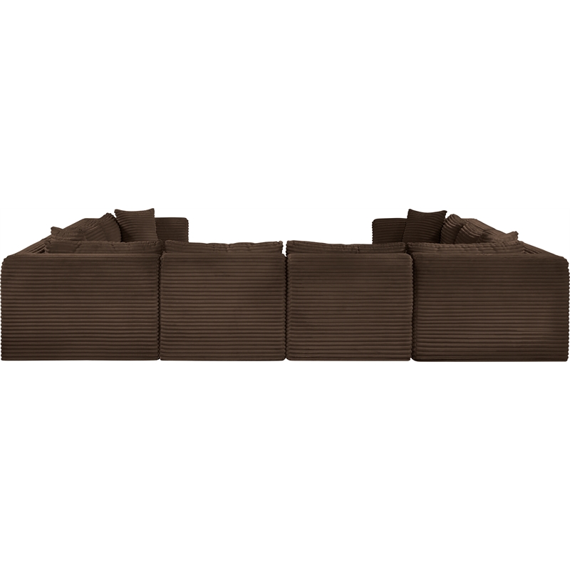 Meridian Furniture 8-Piece Brown Corduroy Performance Fabric Modular Sectional