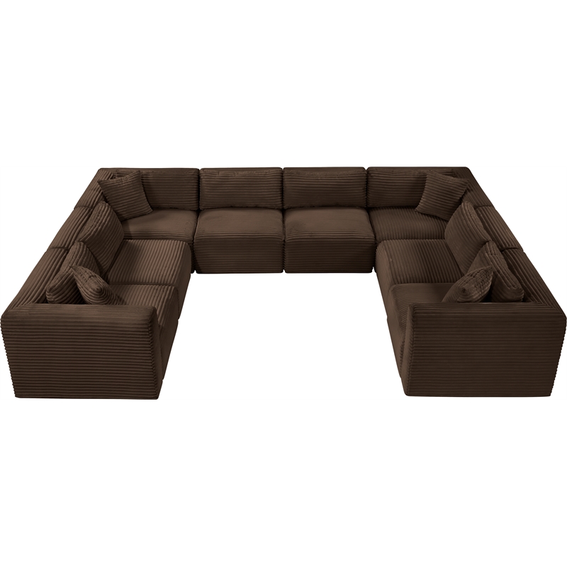 Meridian Furniture 8-Piece Brown Corduroy Performance Fabric Modular Sectional