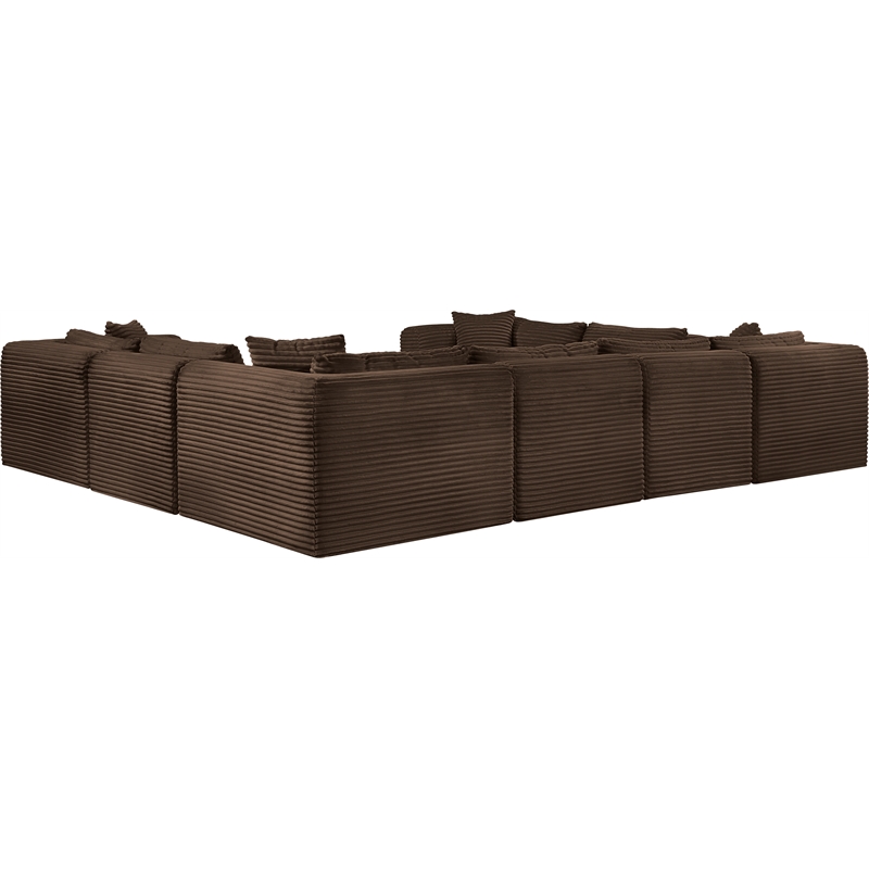 Meridian Furniture 8-Piece Brown Corduroy Performance Fabric Modular Sectional