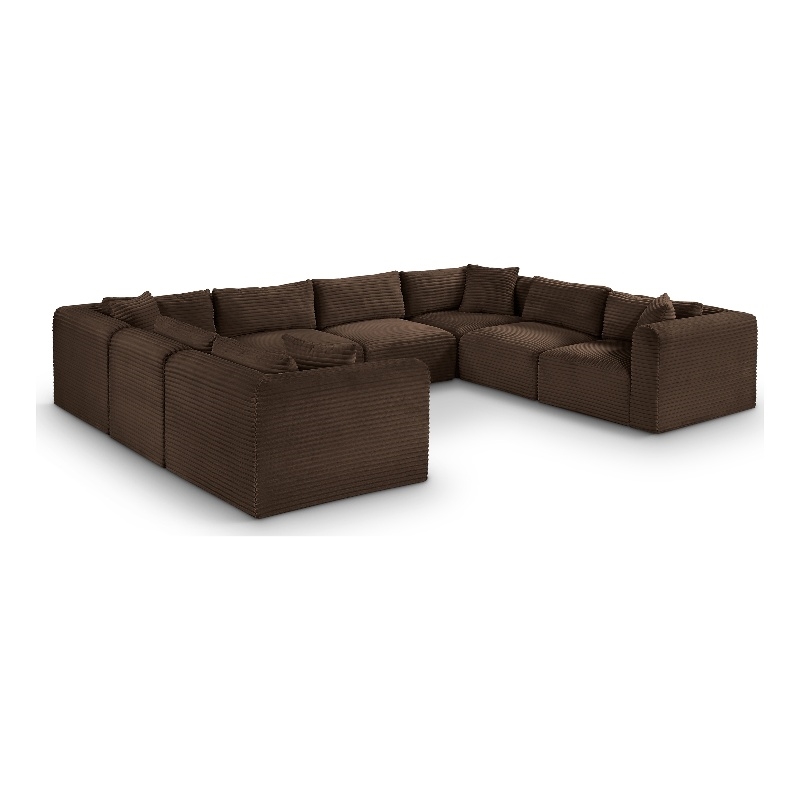 Meridian Furniture 8-Piece Brown Corduroy Performance Fabric Modular Sectional