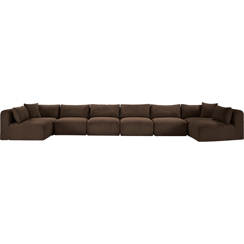 Meridian Furniture 8-Piece Brown Corduroy Performance Fabric Modular Sectional