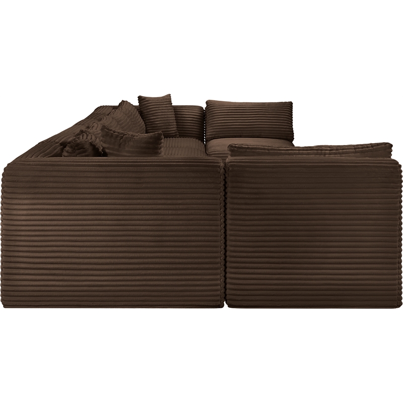 Meridian Furniture 8-Piece Brown Corduroy Performance Fabric Modular Sectional