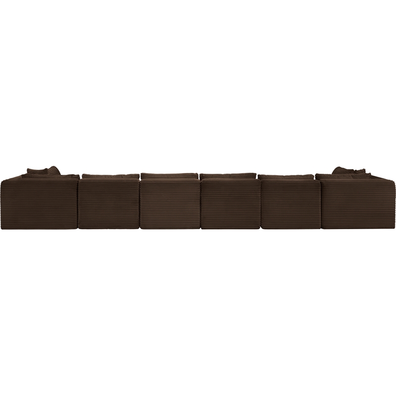 Meridian Furniture 8-Piece Brown Corduroy Performance Fabric Modular Sectional