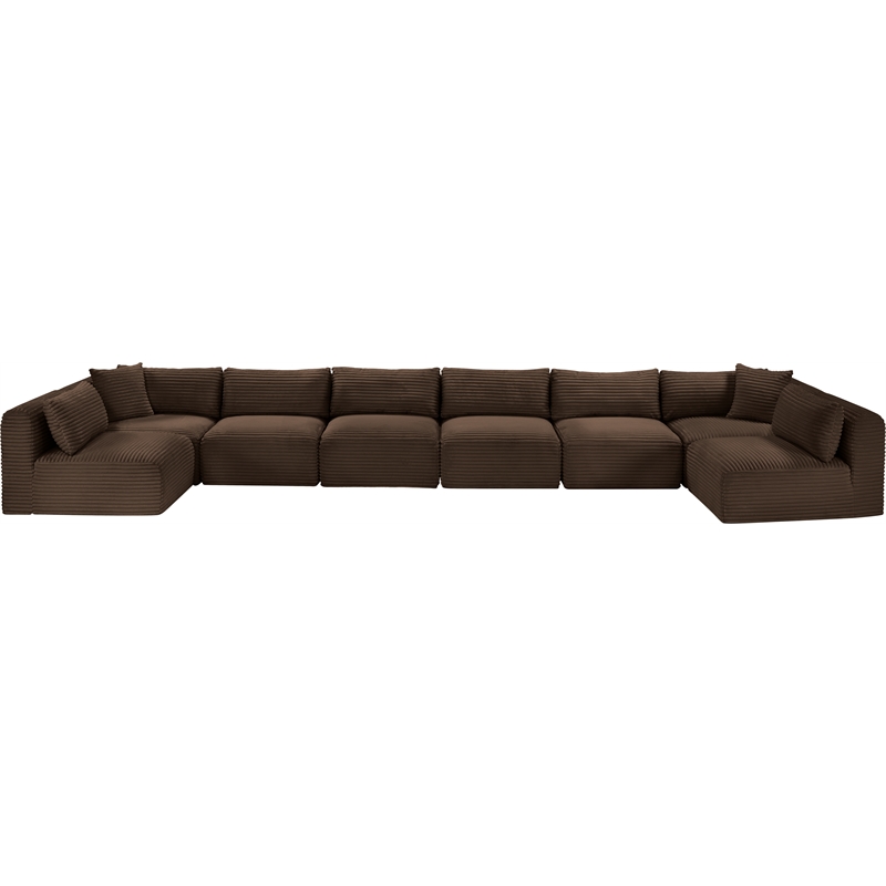 Meridian Furniture 8-Piece Brown Corduroy Performance Fabric Modular Sectional