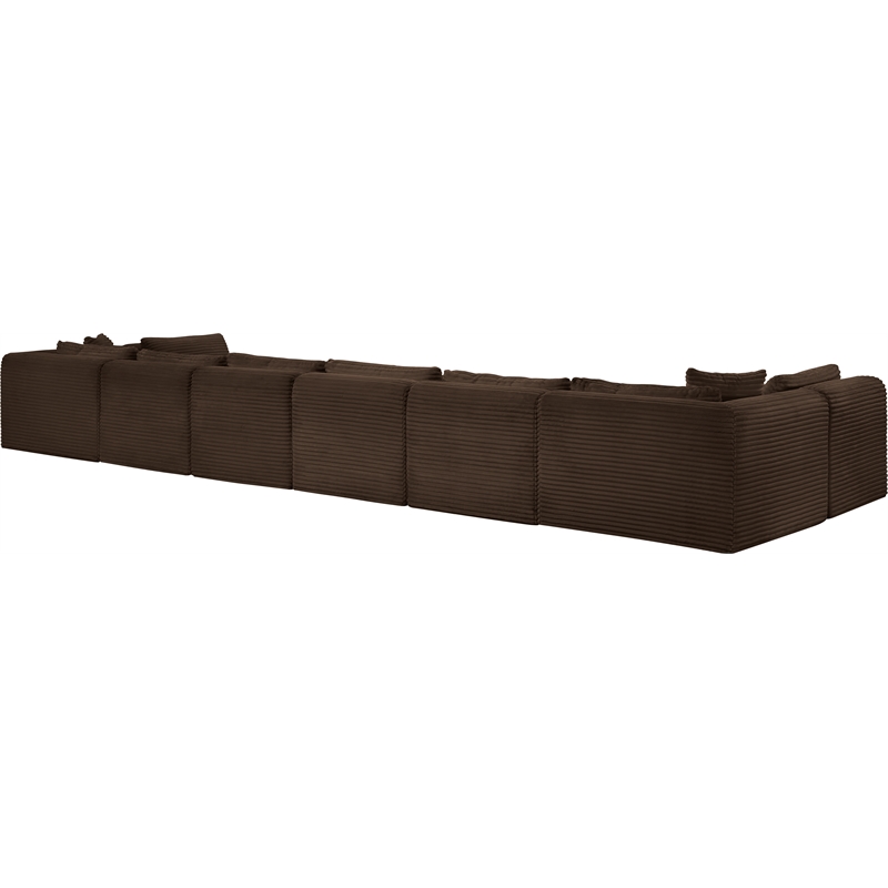 Meridian Furniture 8-Piece Brown Corduroy Performance Fabric Modular Sectional