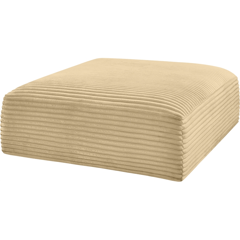 Meridian Furniture Shaggy Camel Corduroy Performance Fabric Ottoman