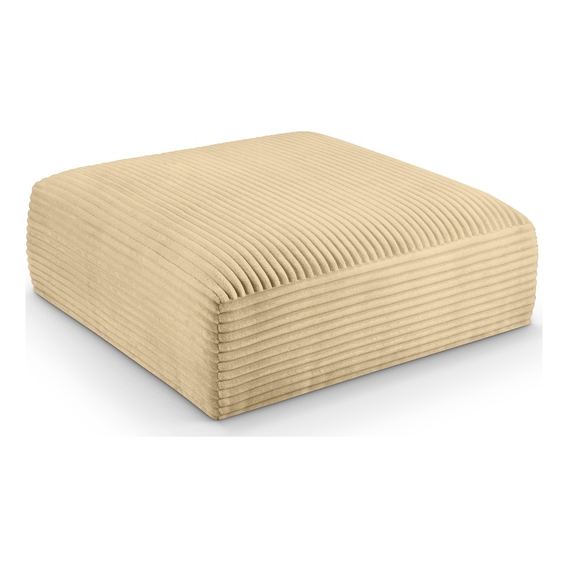 Meridian Furniture Shaggy Camel Corduroy Performance Fabric Ottoman