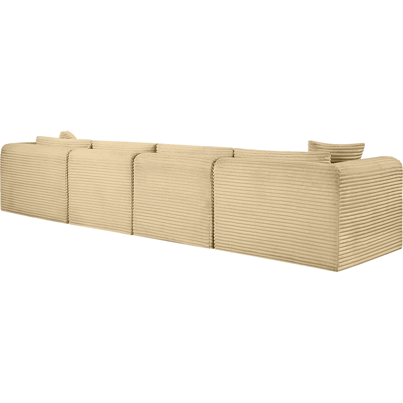 meridian furniture 4-piece camel corduroy performance fabric modular sofa