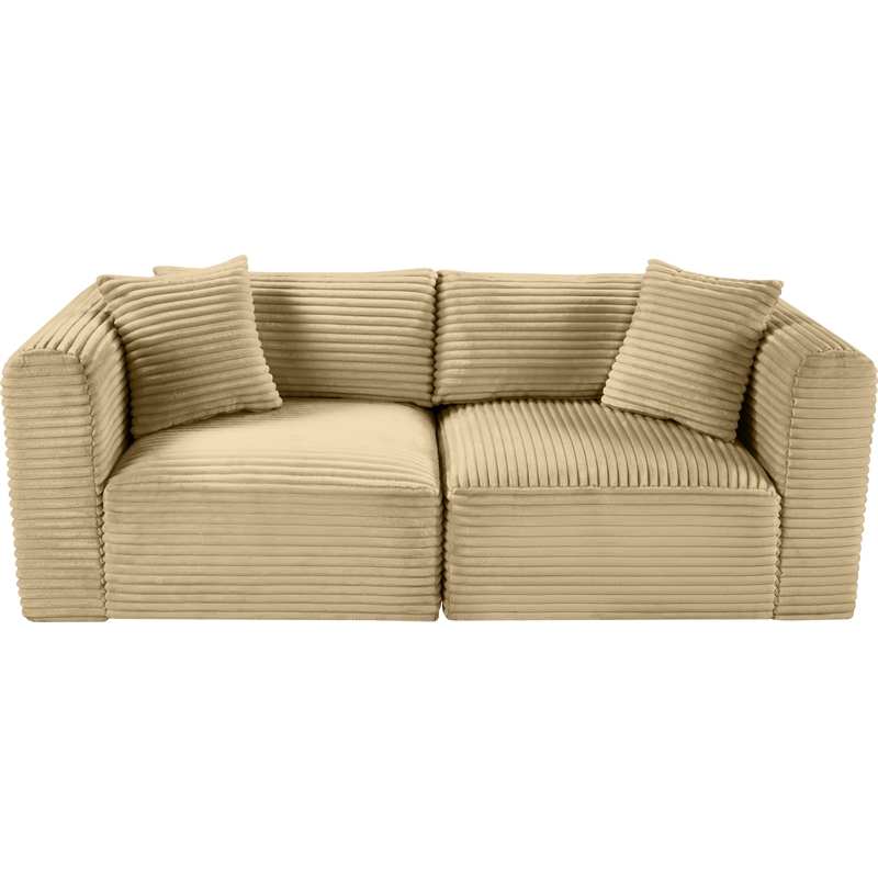 Meridian Furniture 2-Piece Camel Corduroy Performance Fabric Modular Sofa