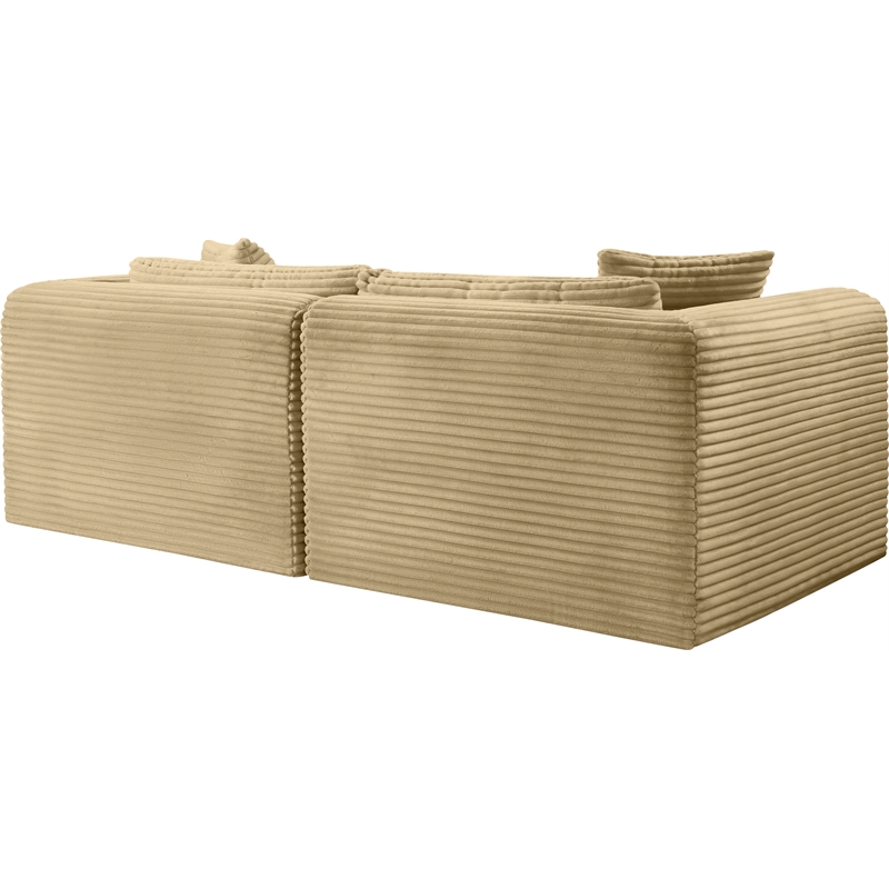 Meridian Furniture 2-Piece Camel Corduroy Performance Fabric Modular Sofa