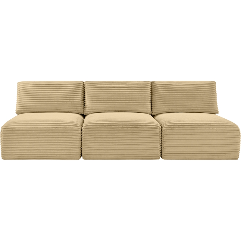 Meridian Furniture 3-Piece Camel Corduroy Performance Fabric Modular Sofa