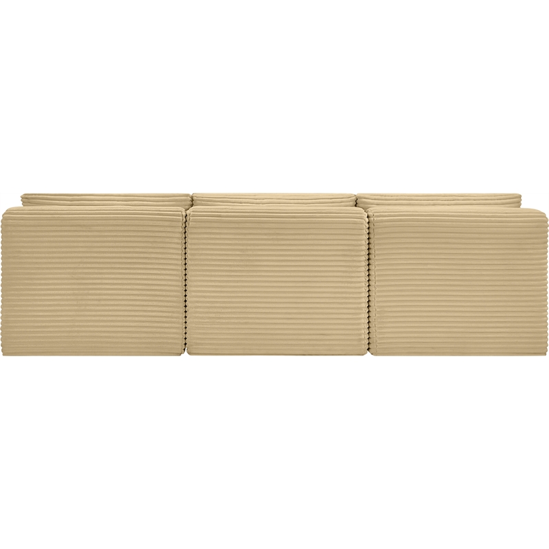 Meridian Furniture 3-Piece Camel Corduroy Performance Fabric Modular Sofa