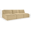 Meridian Furniture 3-Piece Camel Corduroy Performance Fabric Modular Sofa