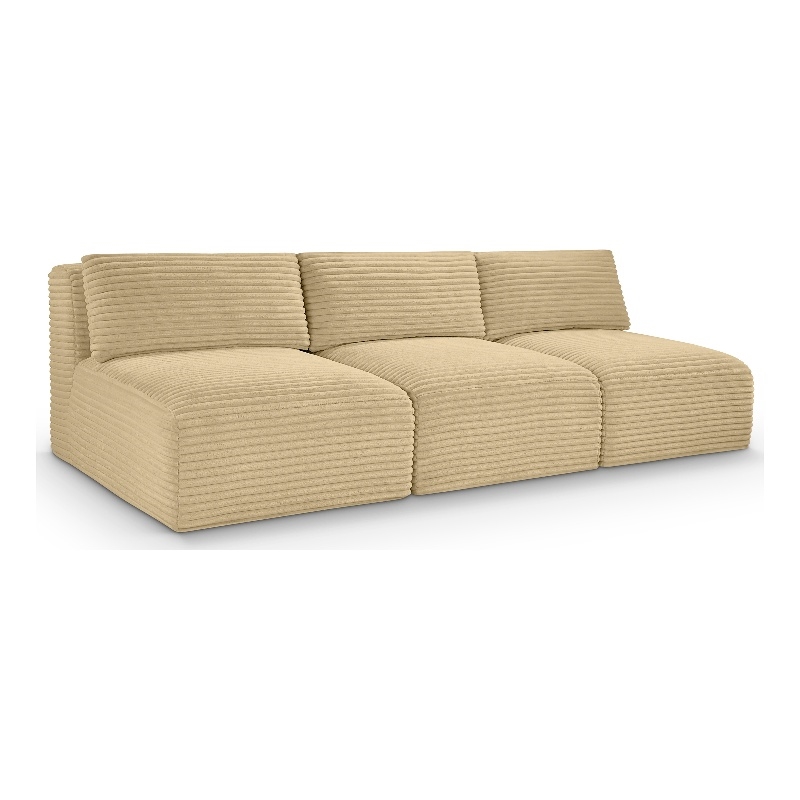 Meridian Furniture 3-Piece Camel Corduroy Performance Fabric Modular Sofa