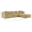 Meridian Furniture 4-Piece Camel Corduroy Performance Fabric Modular Sectional