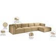 Meridian Furniture 4-Piece Camel Corduroy Performance Fabric Modular Sectional