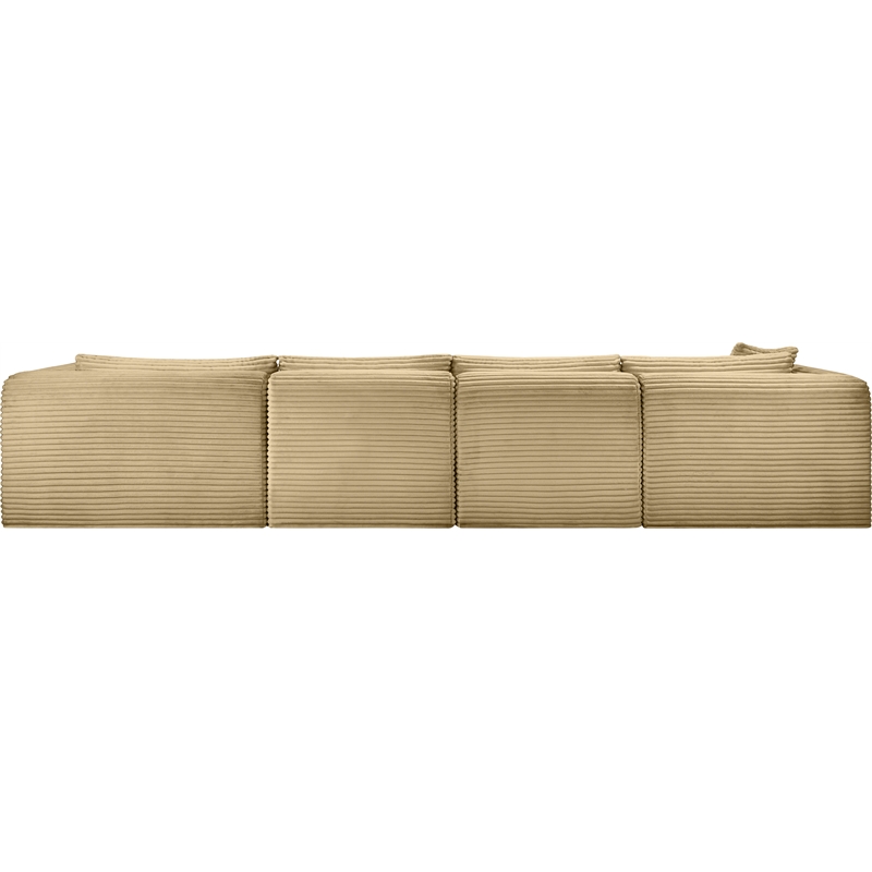 Meridian Furniture 4-Piece Camel Corduroy Performance Fabric Modular Sectional