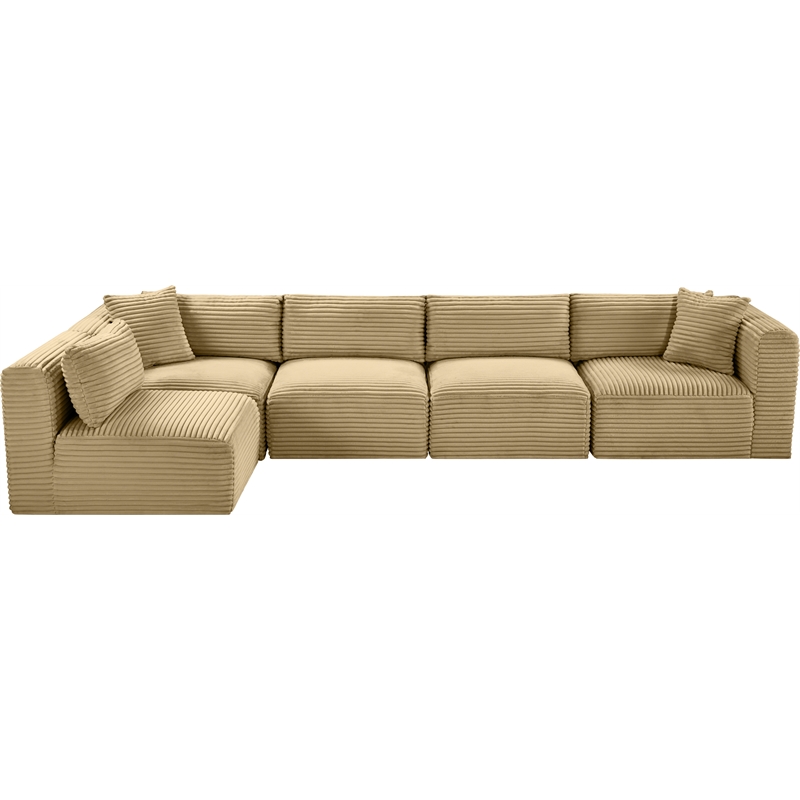 Meridian Furniture 5-Piece Camel Corduroy Performance Fabric Modular Sectional